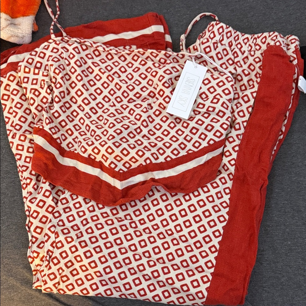 Sienna Sky Red and Cream Geometric Dress